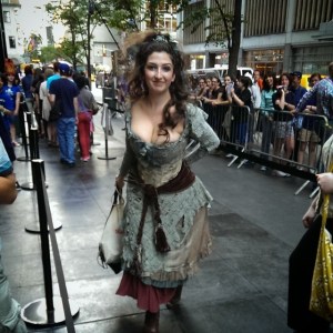 An awesome cosplayer dressed up as The Doctor's Wife Tardis.